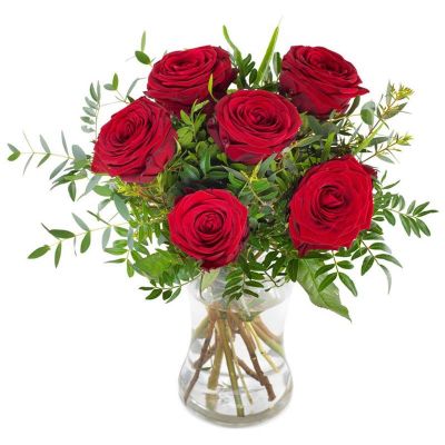7 Czerwonych Róż 40-60 cm